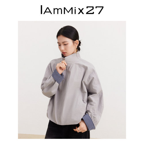 iammix27春秋宽松休闲立领短外套
