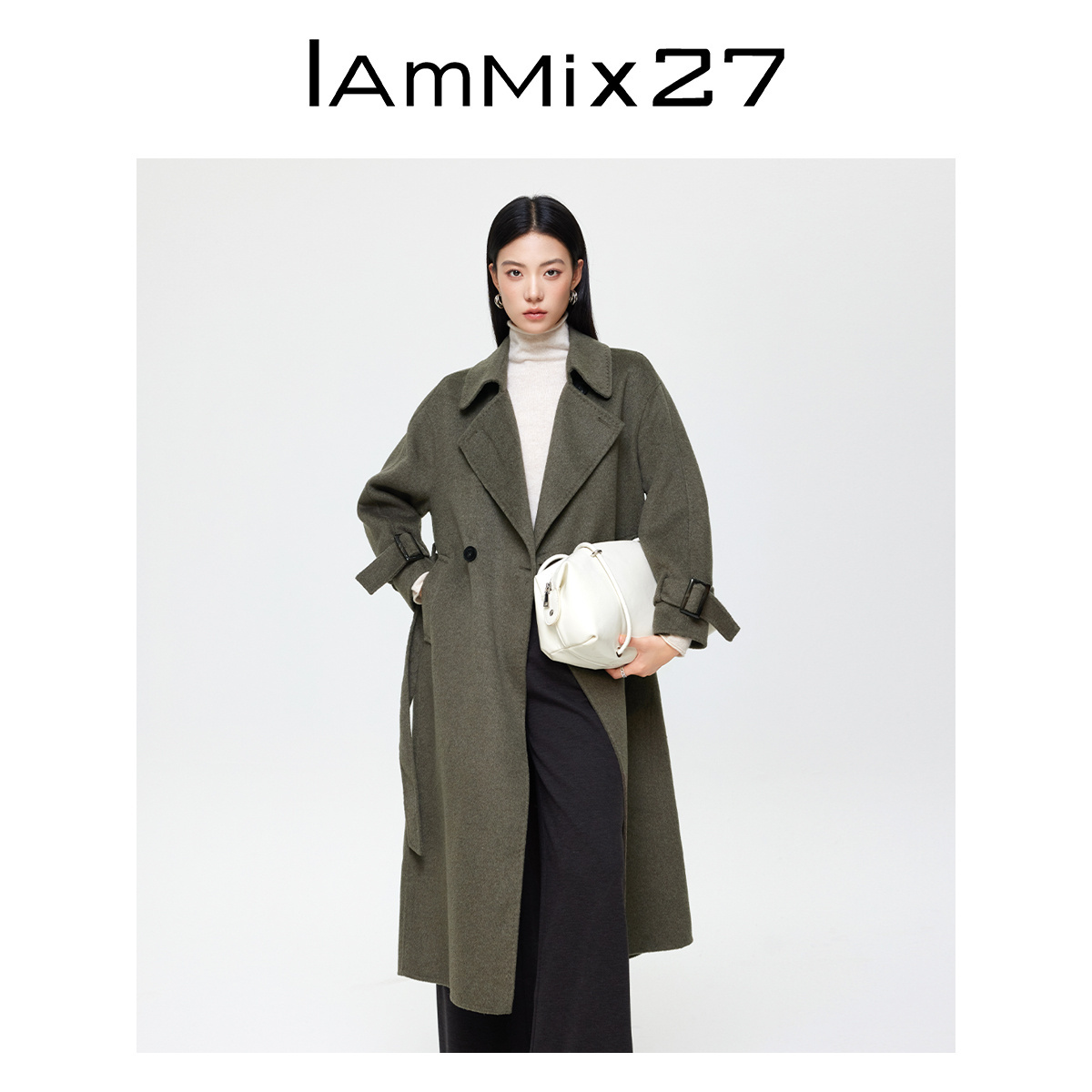 iammix27西装领双面呢大衣女