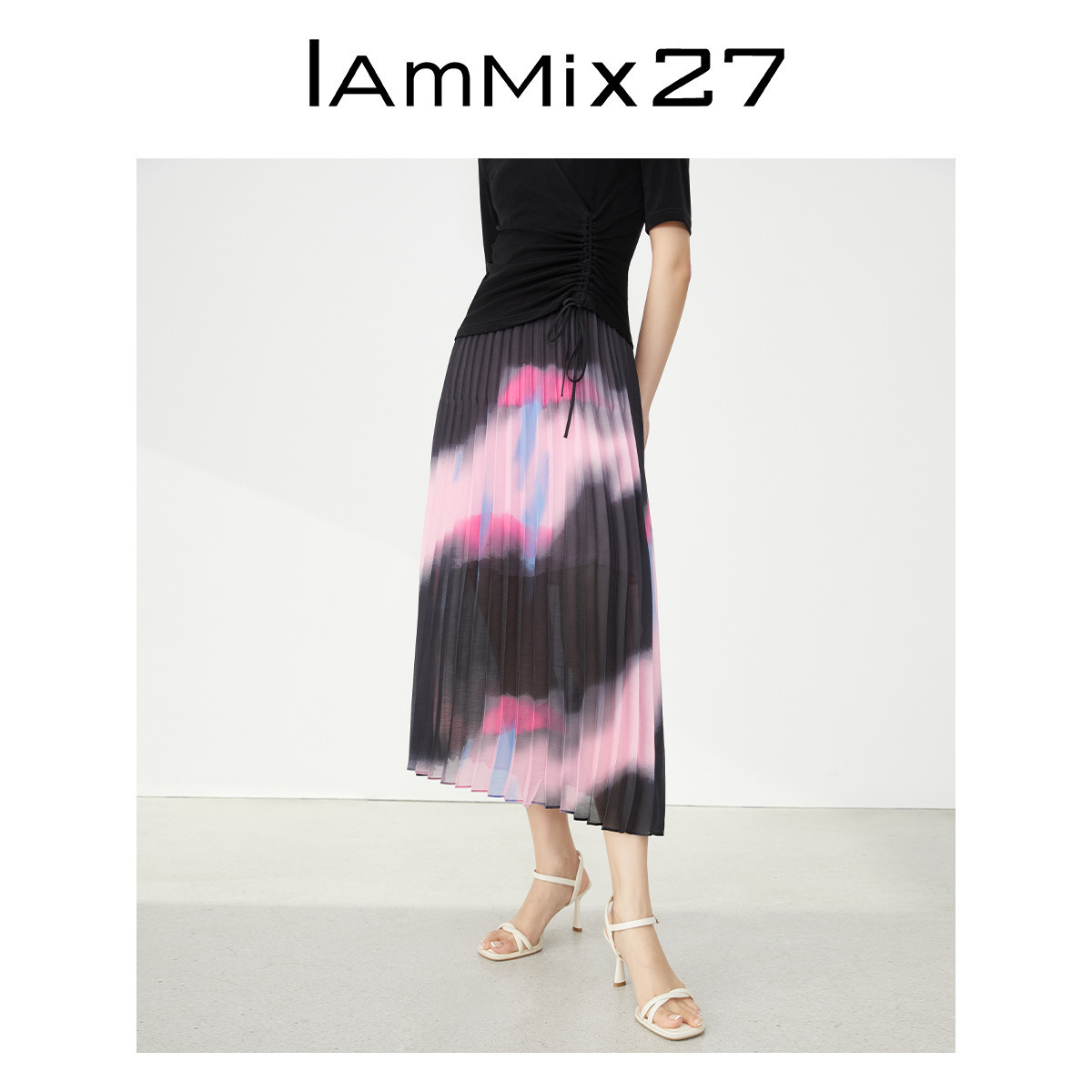 IAmMIX27夏季高腰轻薄雪纺半身裙