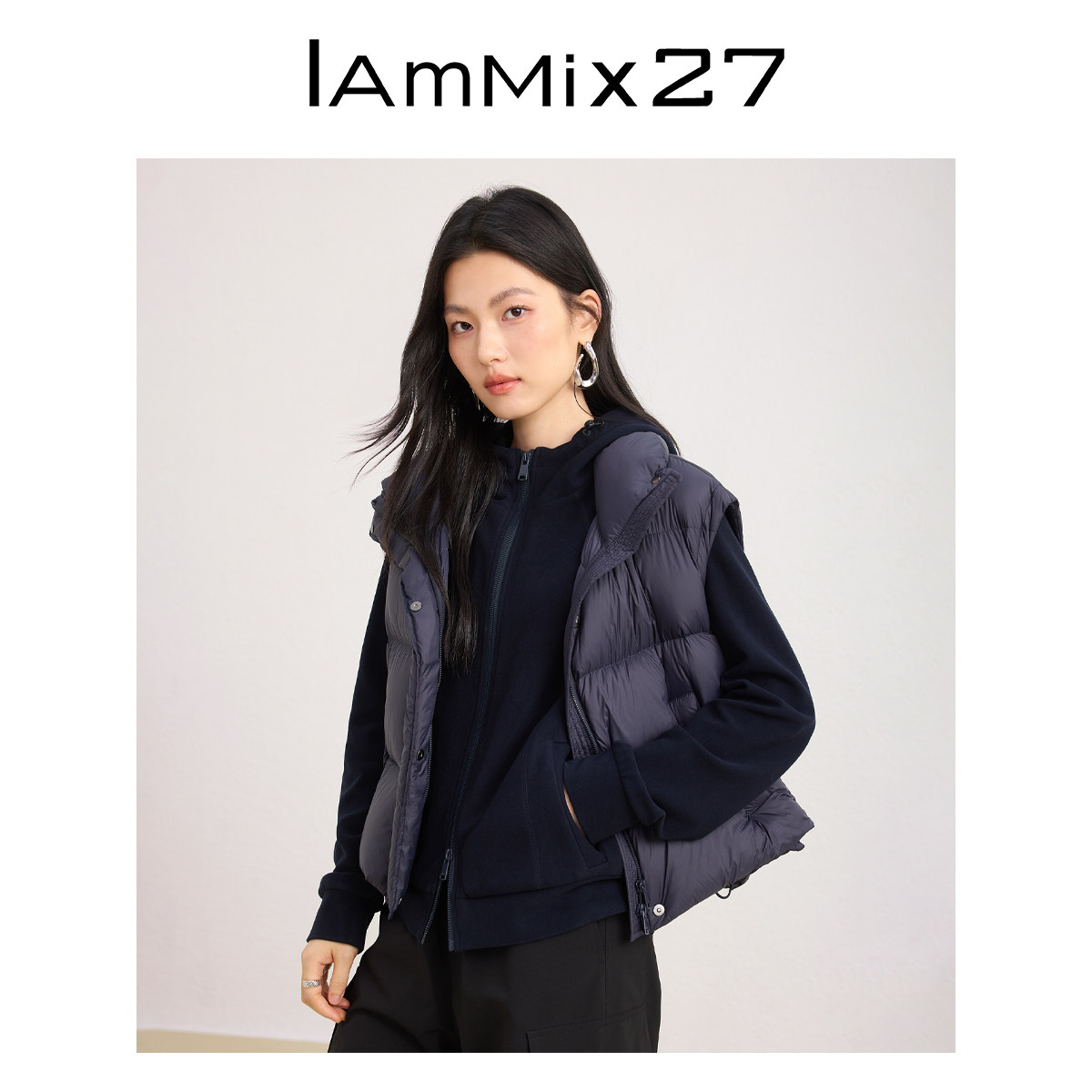 iammix27冬季羽绒马甲两件套女