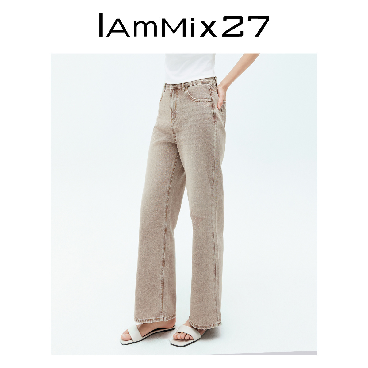 IAMMIX27复古高腰牛仔裤女