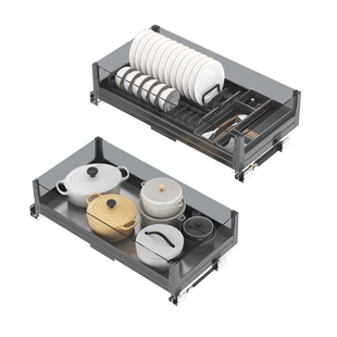 米司库厨房橱柜碗碟拉篮餐具收纳餐边柜刀叉分类抽30/36/38深浅柜