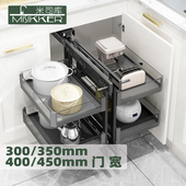 橱柜转角拉篮厨房锅架拉篮厨柜置物架全拉出拐角小怪物小推车拉篮