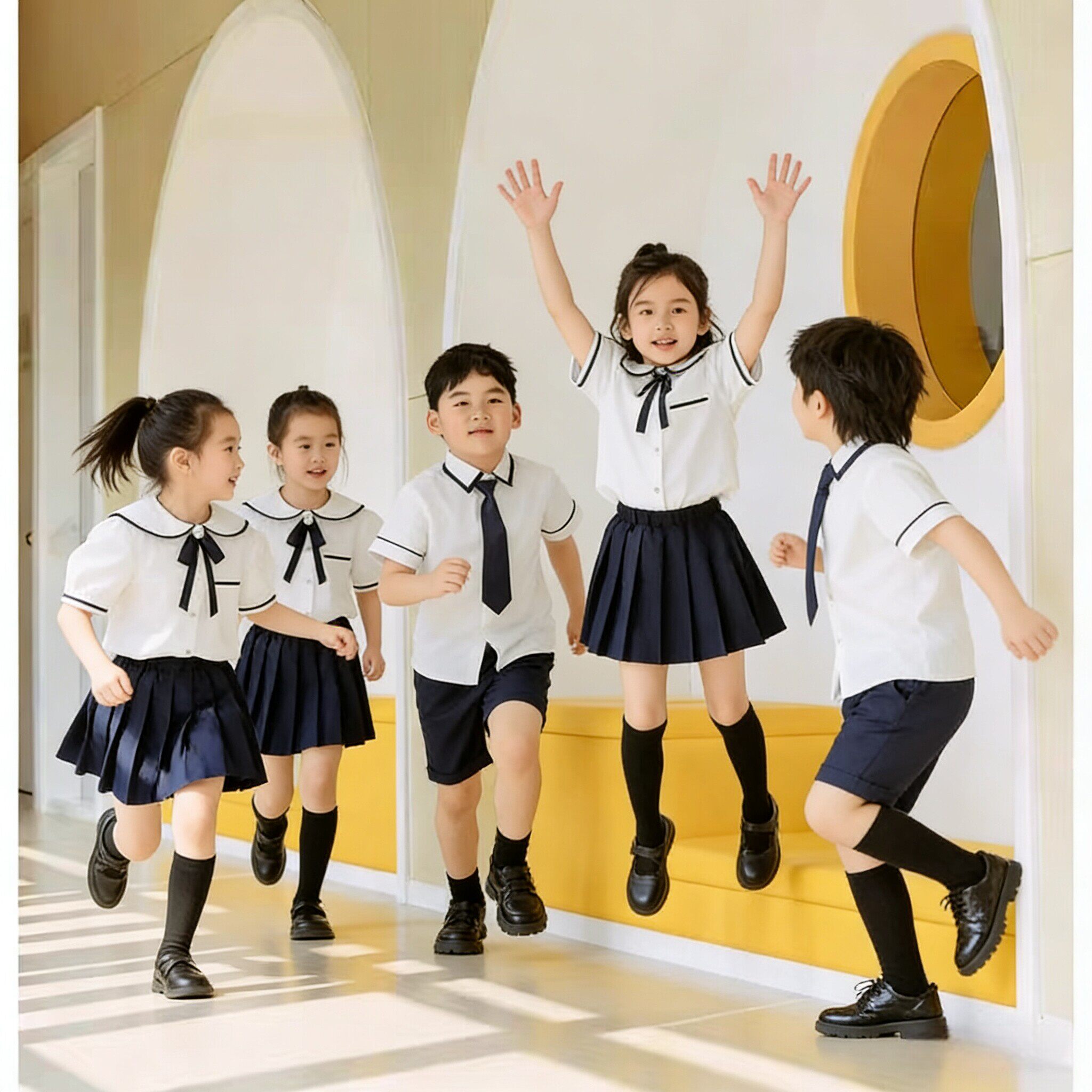 六一儿童朗诵合唱表演出服小学生英伦风校服夏季幼儿园毕业照班服