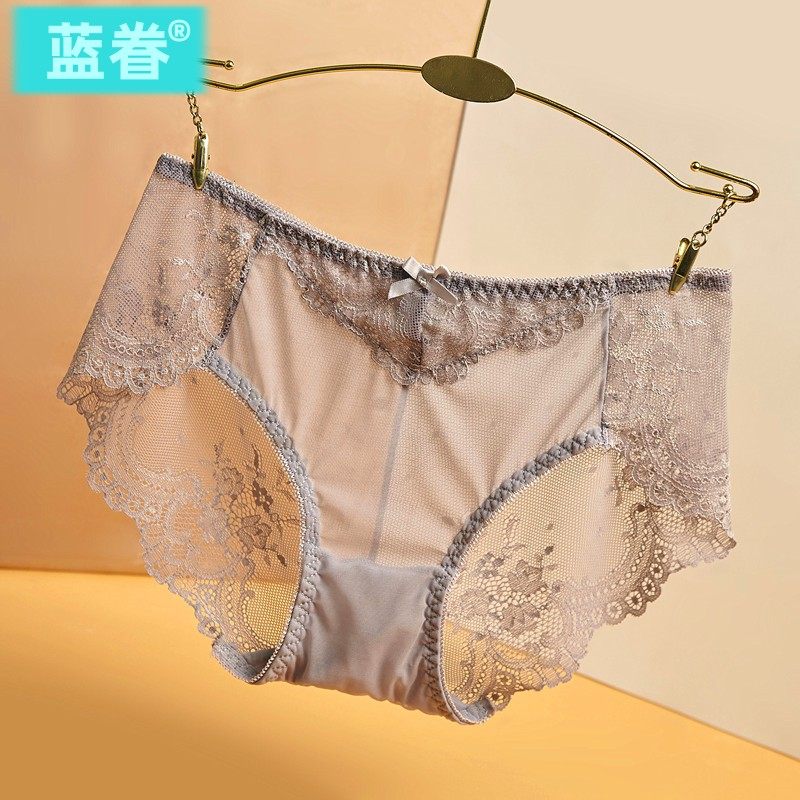 韩国高端蕾丝内裤女士夏季超薄轻奢性感网纱透明无痕真丝绸三角裤