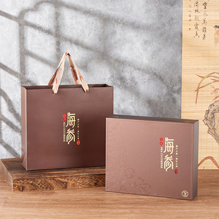 节日高档海参礼盒10只装海参包装盒辽参海参礼品盒实木海参盒空盒