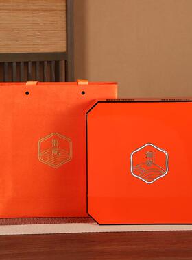 橙色八角高档海参礼盒空盒500克装海参包装盒通用海参礼品盒木盒