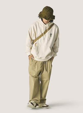 OUTORI 500克重磅复古刺绣连帽卫衣男秋冬宽松休闲oversize帽衫