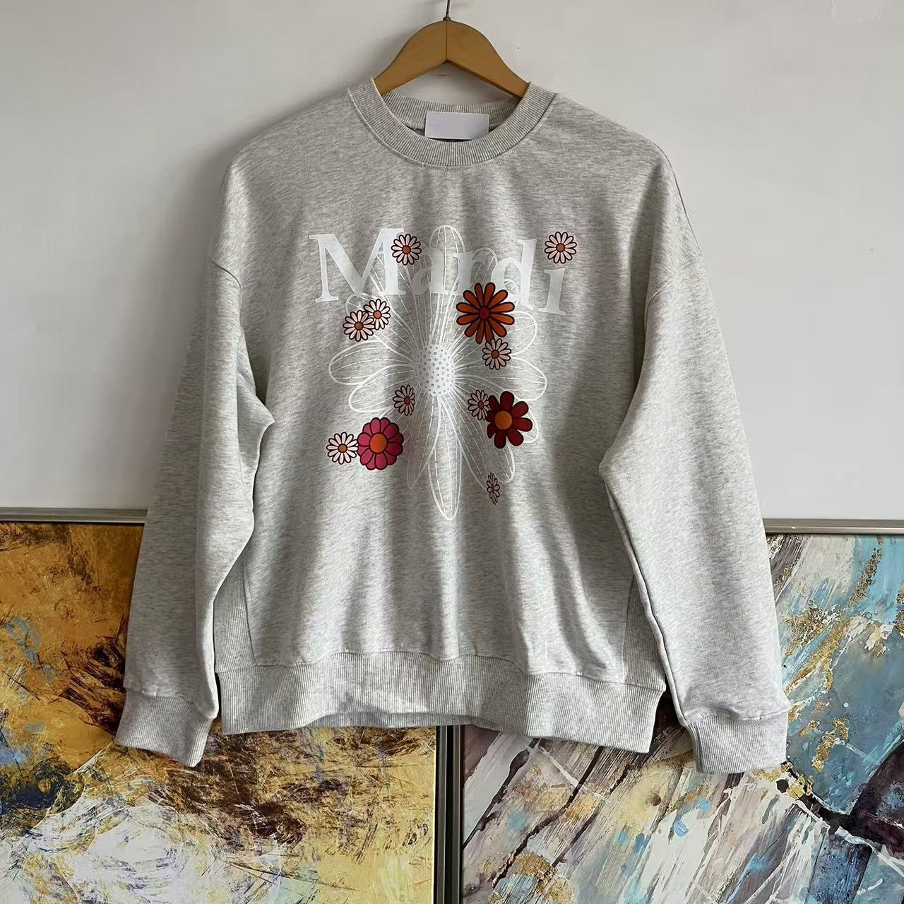 精致文艺小雏菊印花圆领纯棉卫衣