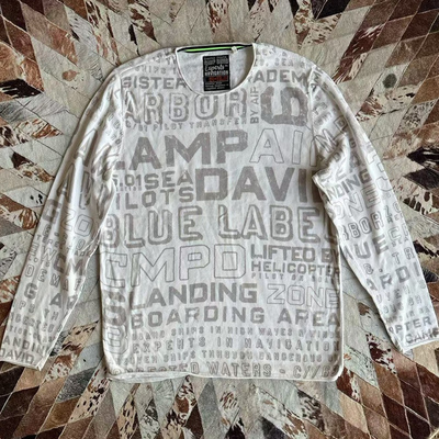 灰白纯棉字母印花针织衫