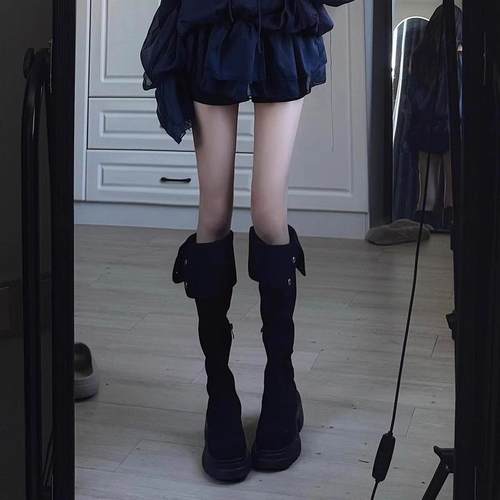 现货送运费险两穿厚底高跟过膝靴