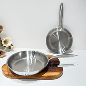 LUNKAI出口德国18 10不锈钢煎锅家用平底锅煎鸡蛋牛排烙饼锅煎锅