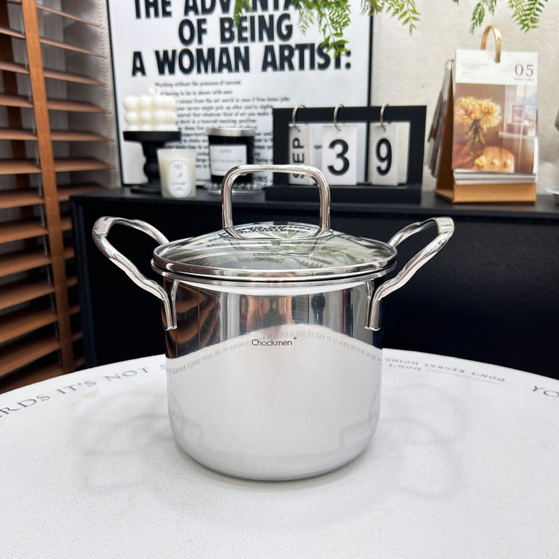 加厚18/10不锈钢小汤锅家用双耳小型煮面热奶锅宝宝辅食锅14cm