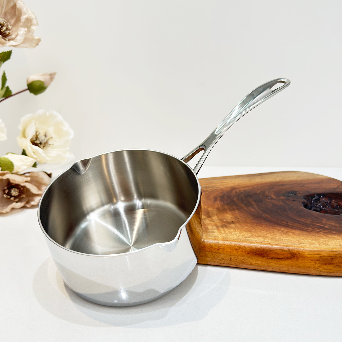 304不锈钢迷你小奶锅不粘锅浇油锅烘培黄油小锅宝宝辅食锅14cm