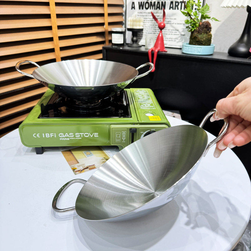 18/10不锈钢圆底干锅户外火锅