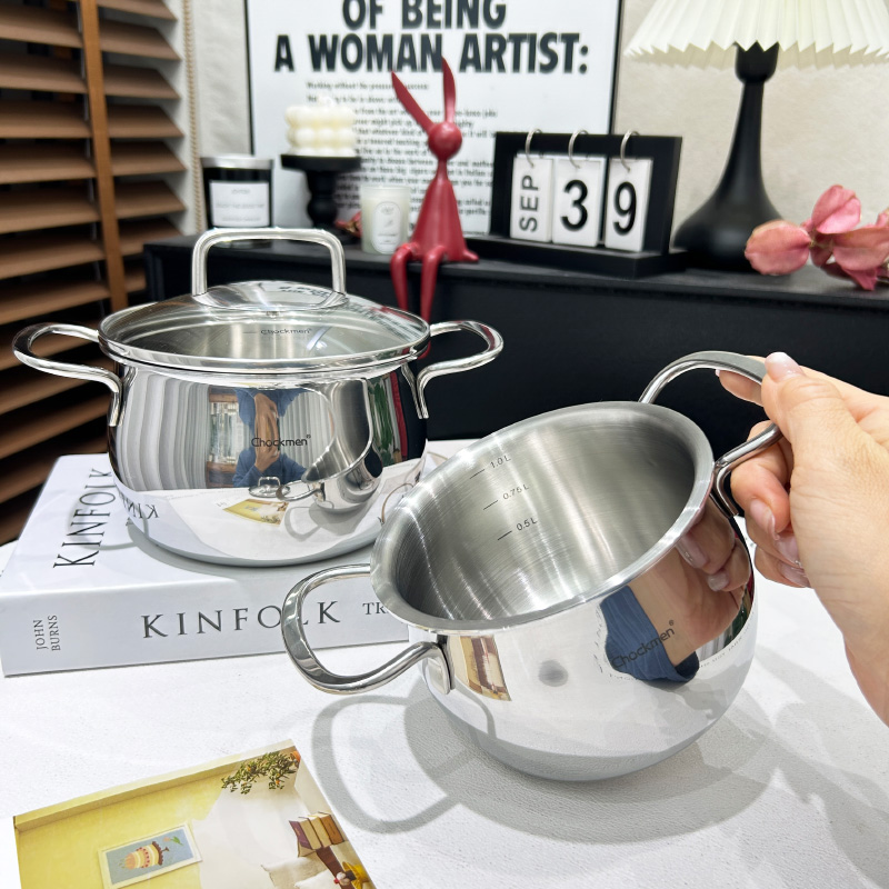 一体双耳小锅18/10不锈钢辅食锅