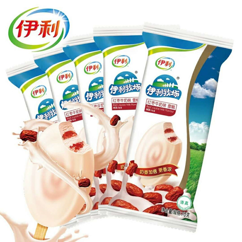 伊利牧场红枣牛奶味雪糕5支牛奶脆皮冰淇淋冷饮冰棍棒冰65g*5支