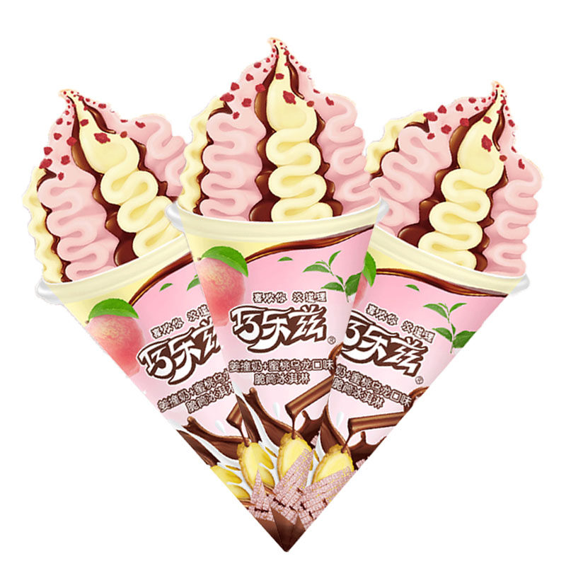 伊利巧乐兹姜撞奶蜜桃乌龙味大脆筒冰淇淋脆筒雪糕冰激凌冷饮85克