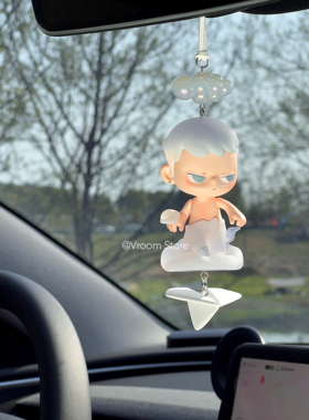 正版泡泡玛特车挂KUBO呼吸感应汽车挂件后视镜挂件车内创意礼物