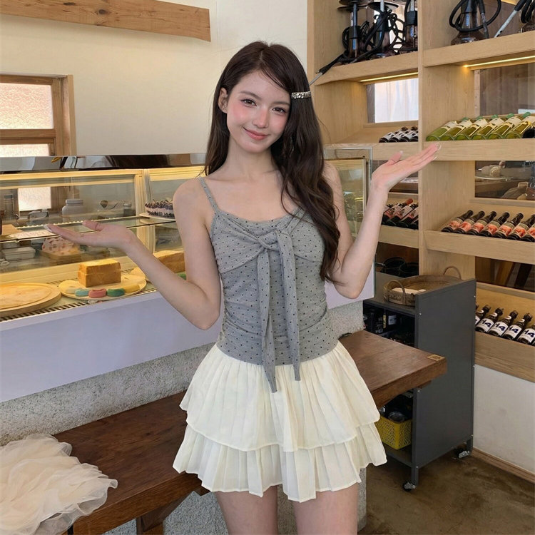 休闲百搭美式蝴蝶结吊带