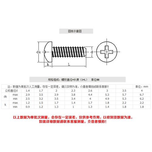 304不锈钢PB盘头平尾自攻螺丝圆头M4M5*6x8x10x12x16x20x25x30x40