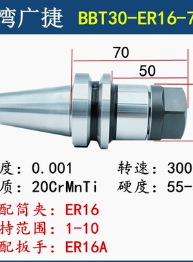 台湾高精密双面贴合刀柄BBT30/40/50 GER刀柄CNC加工中心数控刀柄