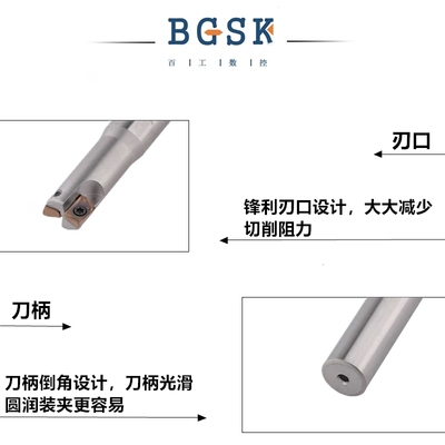 ASM/ESE铣刀杆加工中心小径双刃刀杆钨钢JDMT07抗震加硬C08/10/12