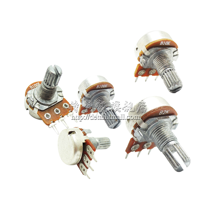 WH148型 双联功放电位器 B100K 6脚 柄长15MM 配螺母 5个