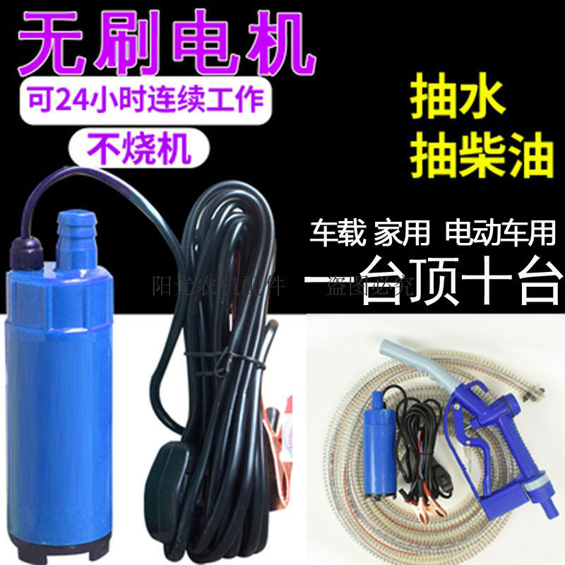 电动抽油泵电动柴油泵12v伏24v220抽油加油神器小型潜水泵油抽子