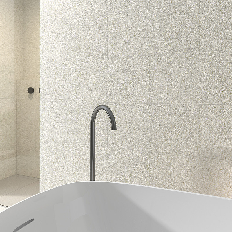 日式侘寂风素雅米白色通体瓷砖 卫生间浴室客厅哑光全瓷地砖墙砖