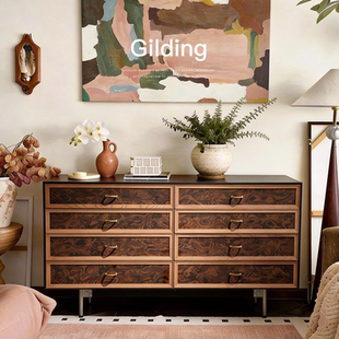 已夏胧月斗柜复古斗柜一体收纳转角床尾柜高端置物柜侘寂 现货