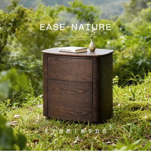 已夏意式极简烟熏复古高端设计师储物轻奢简约卧室家用置物床头柜