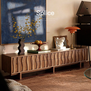 已夏中古风林漪黑胡桃客厅餐厅实木储物大容量靠墙立柜电视柜边柜