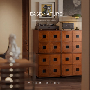 正常发货丨已夏光阴组合柜实木复古客厅边柜卧室斗柜中古风卡门柜