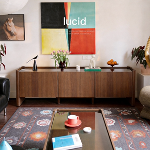 （现货）已夏中古风木里电视柜北美黑胡桃客厅储物柜茶几侘寂置物