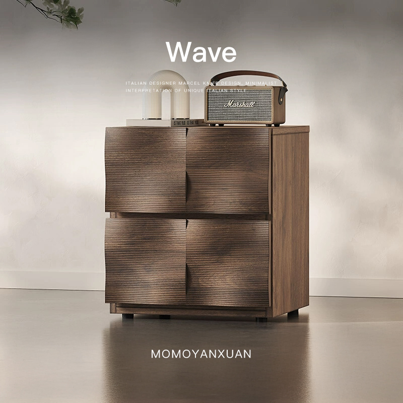 某某严选涟漪中古诧寂床头柜组合设计师床边储物家用餐边柜电视柜