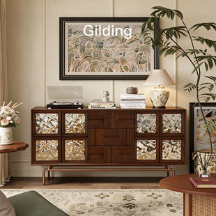 已夏墨韵餐边柜复古斗柜一体收纳转角床尾柜高端置物柜侘寂