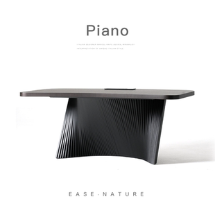 已夏格雷书桌意式 极简轻奢书桌高级钢琴键书房电脑桌工作台