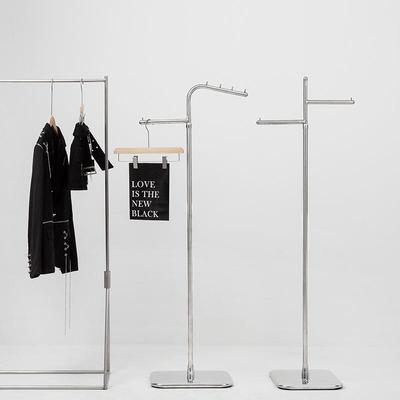 服装店中岛展示架不锈钢落地架正挂银色陈列架男女装店货架挂衣架