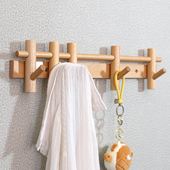 实木挂钩进门入户墙壁衣帽钩玄关卧室墙上挂衣架门后收纳木质挂架
