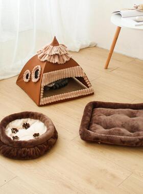 吉仔仔猫窝猫房子四季通用帐篷宠物垫子睡觉用夏季别墅屋猫咪用品