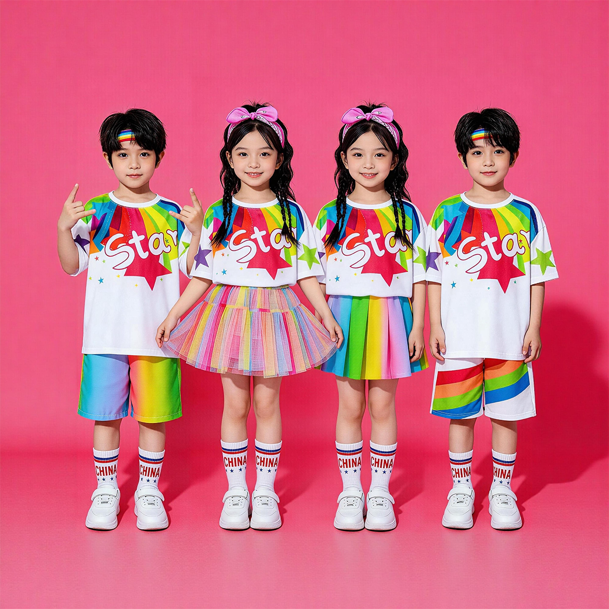 六一儿童啦啦操演出服男女童小学生运动会服装幼儿园舞蹈表演服装