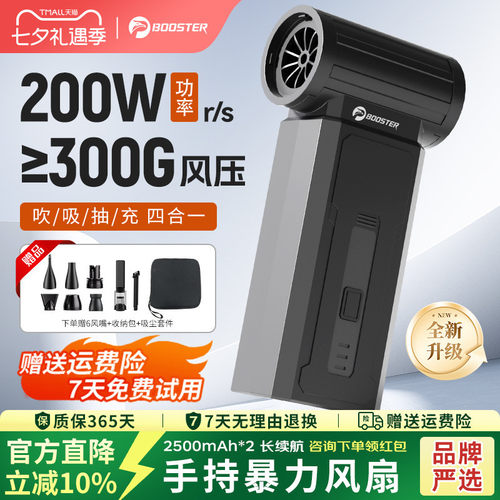 菠萝君新款暴力涡轮风扇小型迷你便携大风速强力除尘除水户外长续航露营生火吹水机手持函道风扇无刷高速
