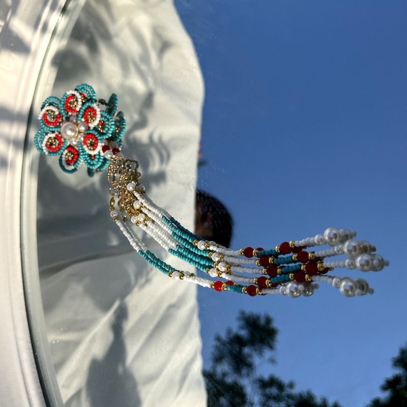 绛尾儿 蓝色瓷珠系列 长款旗袍压襟流苏胸针 古风汉服发钗耳环女,服饰配件/皮带/帽子/围巾,汉服服配,淘宝优惠券,粉丝福利购,淘宝优惠卷
