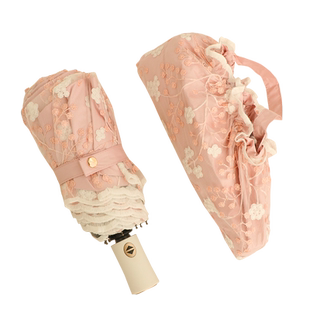 柏纯希双层全自动三折伞公主蕾丝黑胶防晒防紫外线晴雨两用遮阳伞