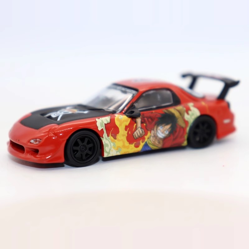 TW 1 64合金 Mazda马自达RX-7 FD3S跑车海贼王涂装玩具车模型摆件