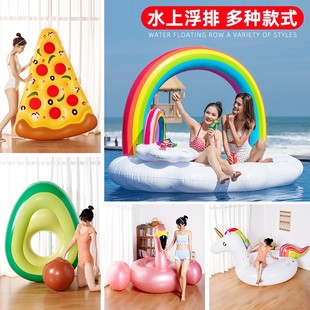 网红独角兽充气西瓜柠檬浮排菠萝气垫水上浮床动物坐骑玩具浮圈