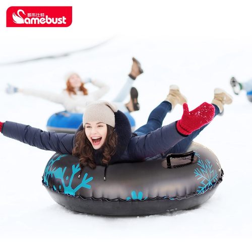 工厂直供充气滑雪圈儿童大人PVC滑雪轮胎双人划雪板双把手玩雪地
