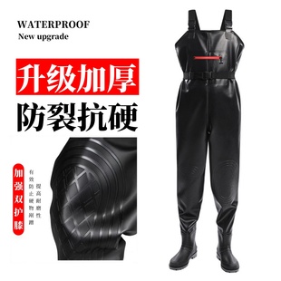 一体半身连体牛筋涉水裤 雨鞋 水库捕鱼 全身防水加厚耐磨雨裤 下水裤