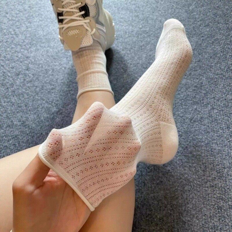 春夏女袜薄款棉袜网眼透气无骨月子袜女袜纯色中筒袜女士堆堆袜,女士内衣/男士内衣/家居服,长筒袜,淘宝优惠券,粉丝福利购,淘宝优惠卷